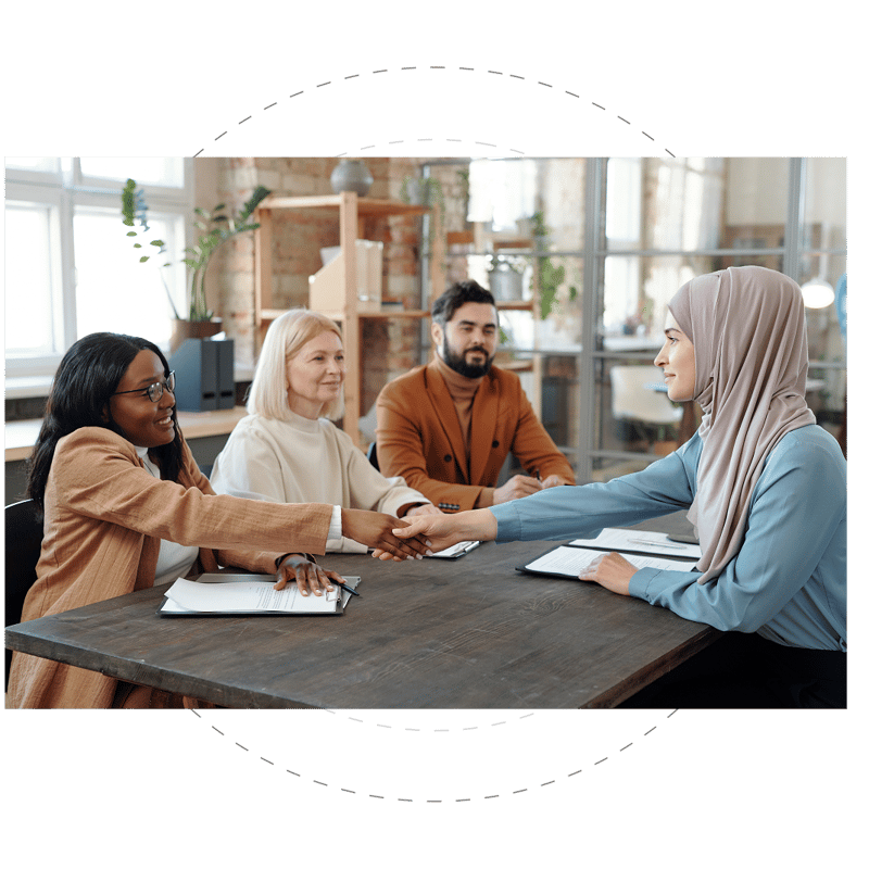 group meeting at desk